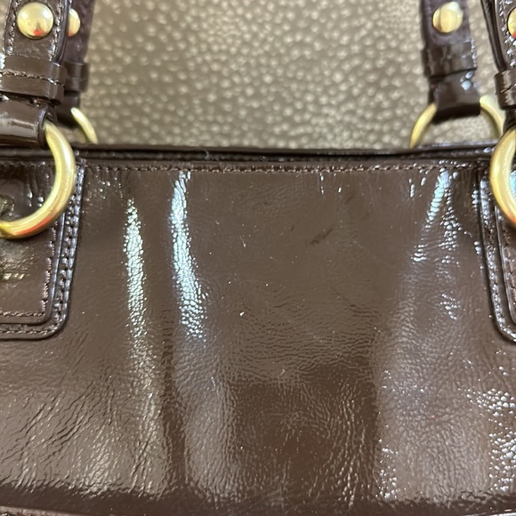 🔥🔥🔥Coach Brown Patent Leather Shoulder Bag Tote - Picture 5 of 16